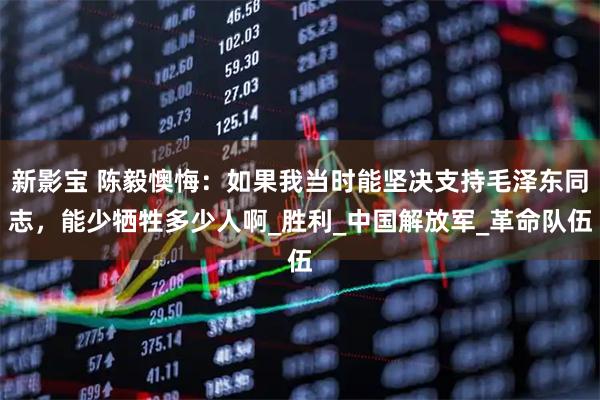 新影宝 陈毅懊悔：如果我当时能坚决支持毛泽东同志，能少牺牲多少人啊_胜利_中国解放军_革命队伍